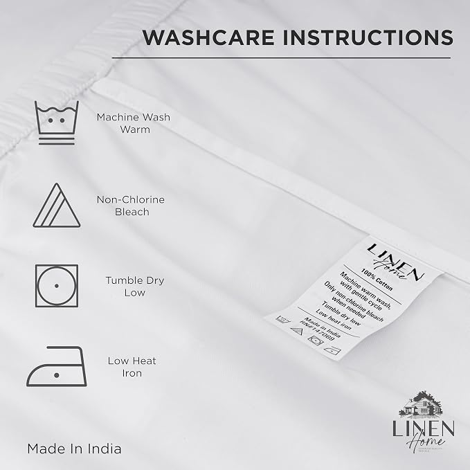 Linen Home 100% Cotton Percale Weave Fitted Sheet, Queen Size, Sand Shell - Image 5