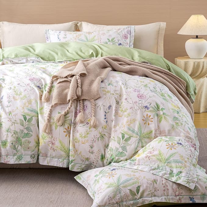 OAITE Duvet Cover Set Queen Size Floral Pattern Ultra Soft 100% Cotton Duvet - Image 3