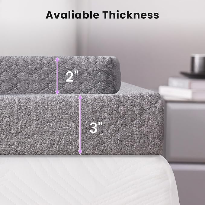 SINWEEK 2 Inch Gel Memory Foam Mattress Topper Twin Size, Ventilated High - Image 7