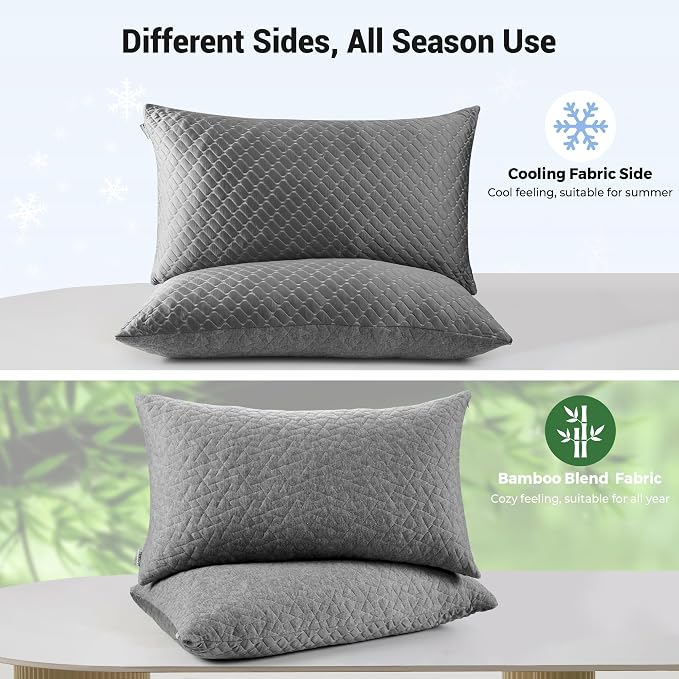 puredown® Pillows Queen Size Set of 2, Shredded Memory Foam Pillows, Cooling - Image 2