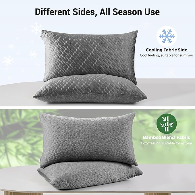 puredown King Size Pillows Set of 2, Shredded Memory Foam Pillows, Cooling - Image 2