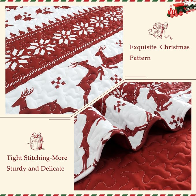 Exclusivo Mezcla Reversible Christmas Quilts Queen Size - Image 4