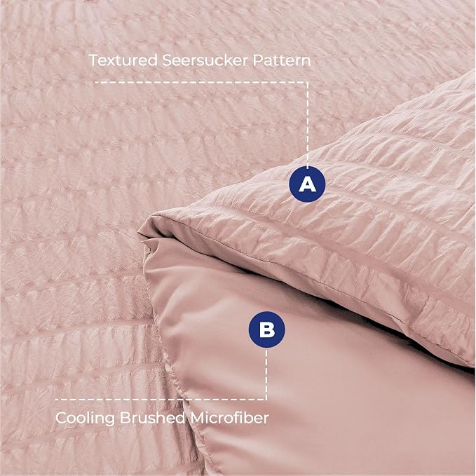 HYMOKEGE Rose Gold King Size Comforter Set Seersucker 7 Pieces, All Season - Image 4