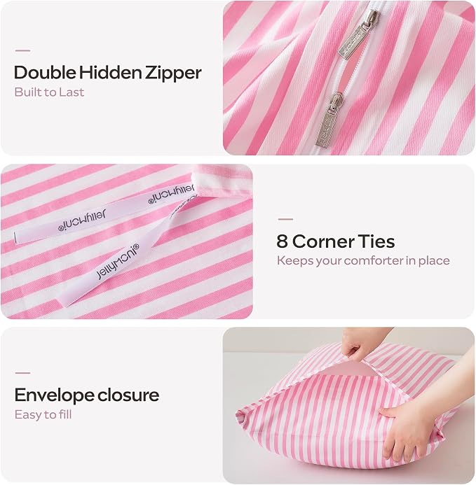 JELLYMONI Queen Duvet Cover Set, Cotton Duvet Cover 2 Pieces - Image 4