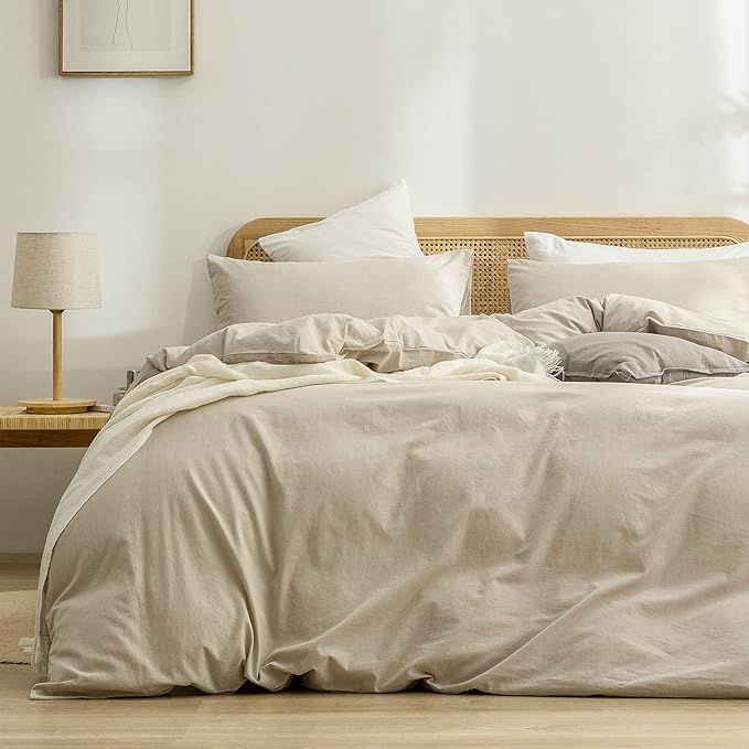 BESTOUCH Duvet Cover Set 100% Cotton Linen Feel Super Soft Comfortable Chic by BESTOUCH