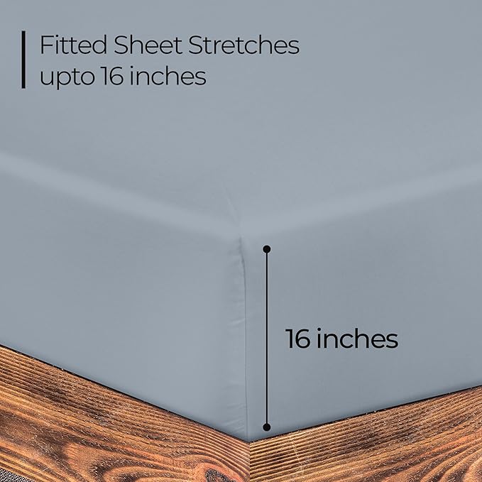 ROYALE LINENS 300 Thread Count 100% Long Staple Combed Cotton Fitted Sheet Queen - Image 2