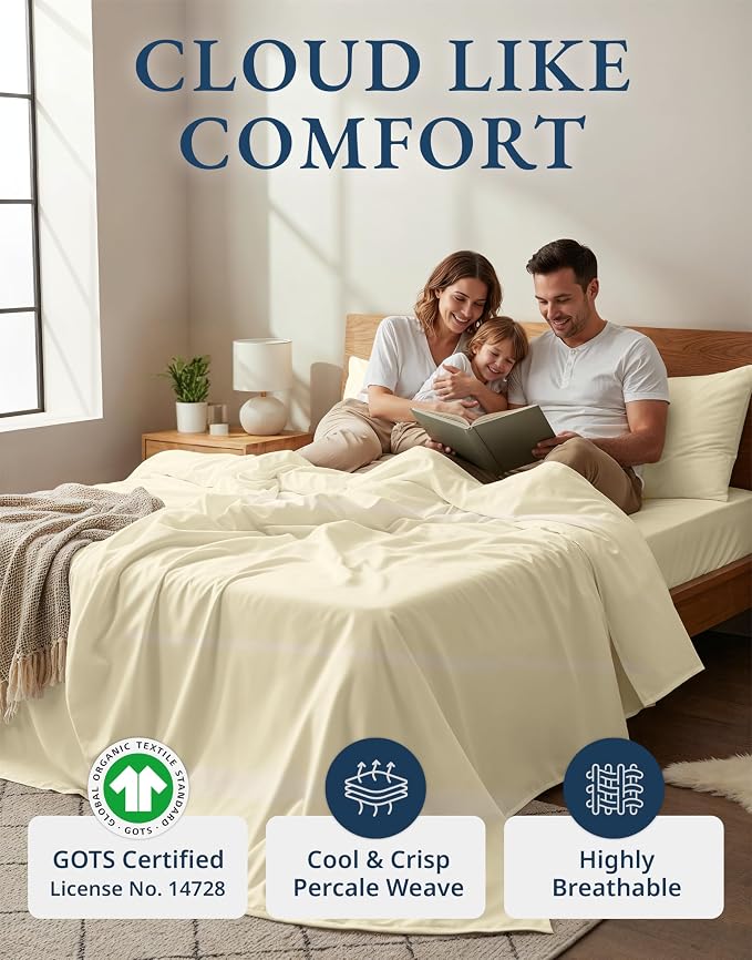 LANE LINEN 100% Organic Cotton Twin Bed Sheet Set, Soft & Breathable Twin Sheet - Image 2