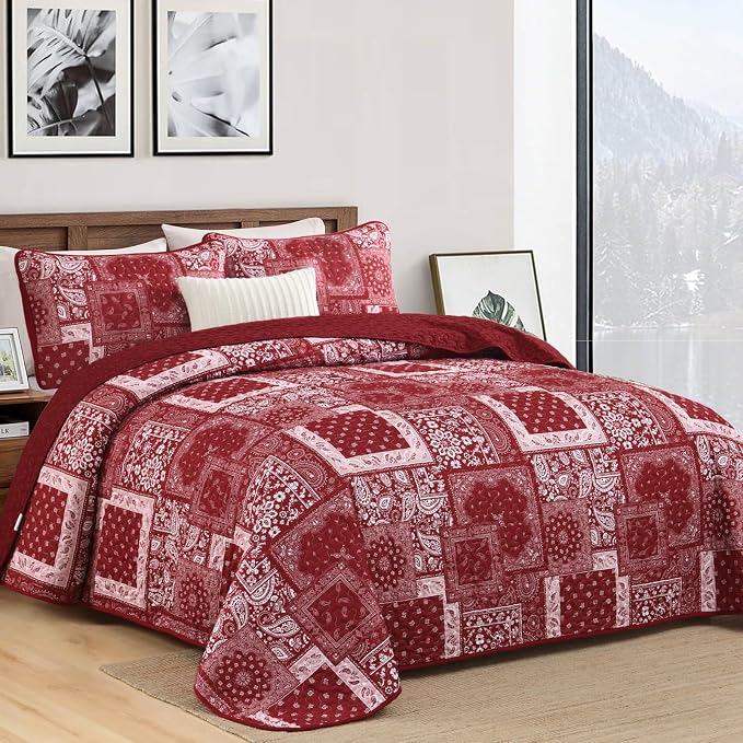 Cottolester Boho Patchwork Quilt Set Queen Size - Image 2