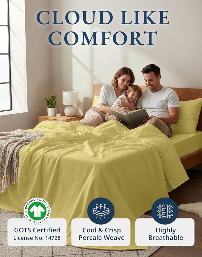 LANE LINEN Eco Friendly 100% Organic Cotton Bed Sheets Queen Size, Soft & Comfy - Image 2