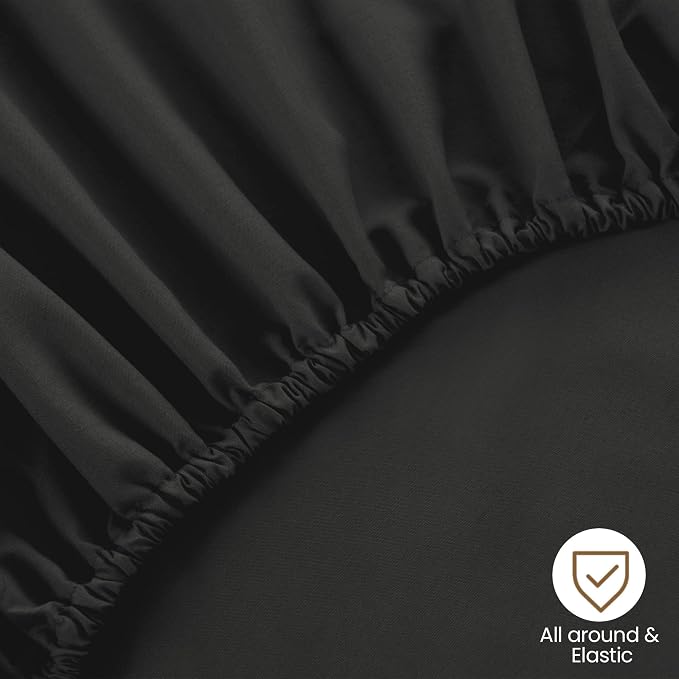 ROSE&RISY Black King Fitted Sheet, Soft and Breathable - Image 6