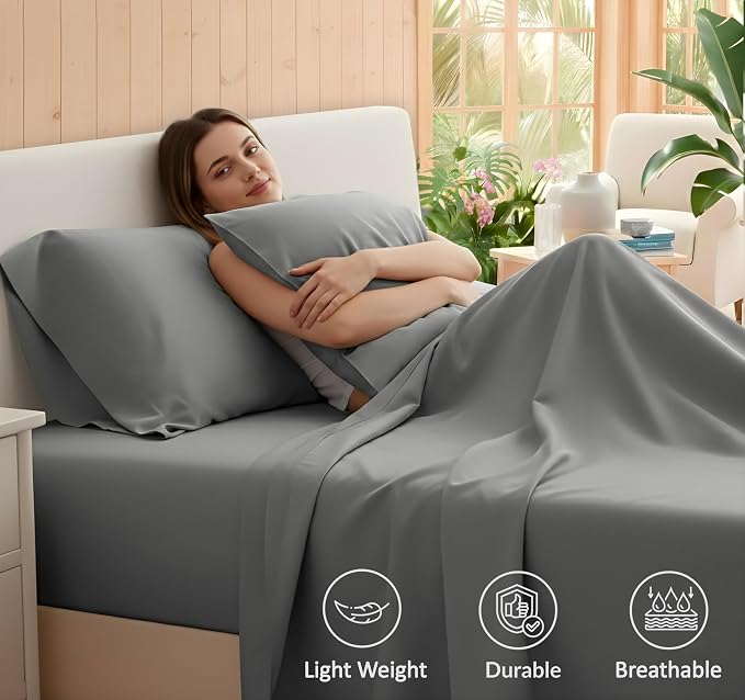 RUVANTI 100% Cotton Sheets – Twin XL Size Percale Bedding, Cooling & Breathable - Image 6