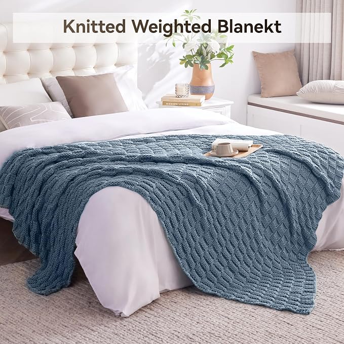 Knitted Weighted Blanket Kids, No Beads Heavy Blanket 36” x 48'' 5lbs, - Image 6