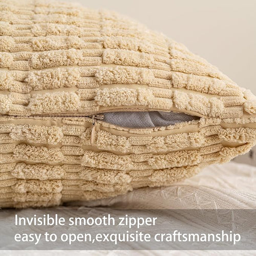 Aegero Pack of 2 Corduroy Decorative Throw Pillow Covers 20x20 InchSoft Boho - Image 2
