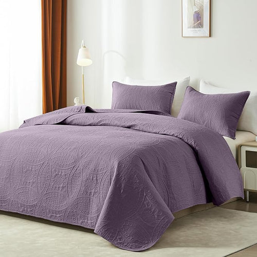akkialla Grayish Purple Full/Queen Quilt Set, Ultrasonic Lightweight Bedspread - Image 2