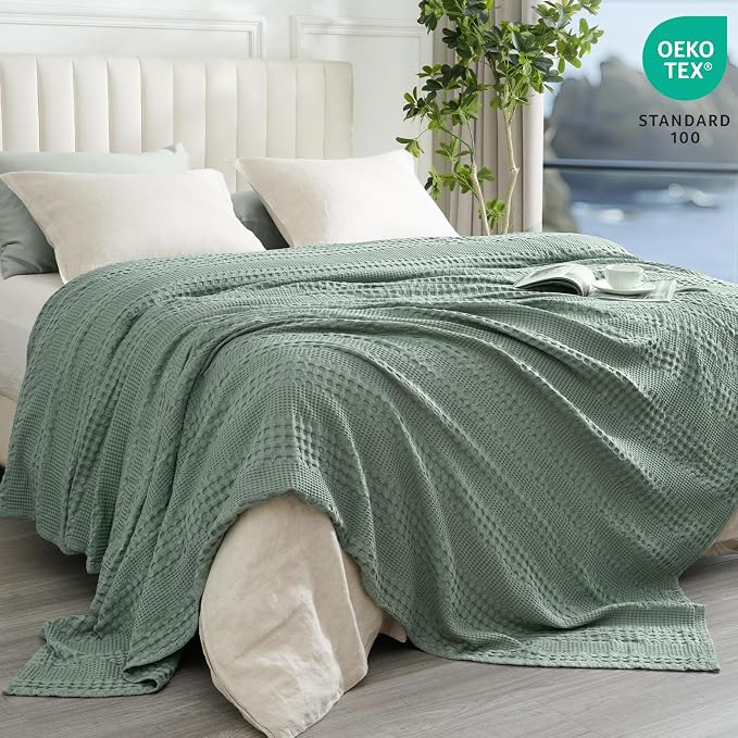 PHF Cooling Waffle Blanket Queen Size, Lightweight 60% Rayon from Bamboo & 40% - Image 3