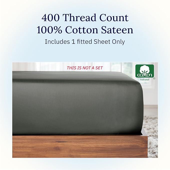 California Design Den Full Bed Fitted Sheet, Soft 400 Thread Count 100% Cotton - Image 4
