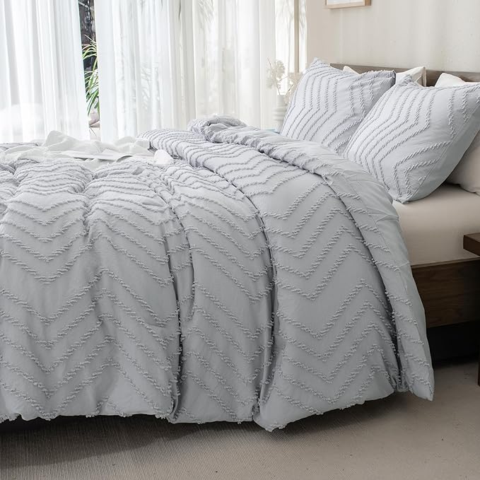 Andency Silver Grey Oversized King Comforter Set 120x98, Boho Oversize King - Image 3
