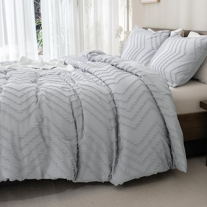 Andency Silver Grey California King Size Comforter, Cal King Boho Grey Soft - Image 3
