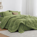 Love's cabin Twin Comforter Set Olive Green, 5 Pieces Twin Bed in a Bag by Lovescabin