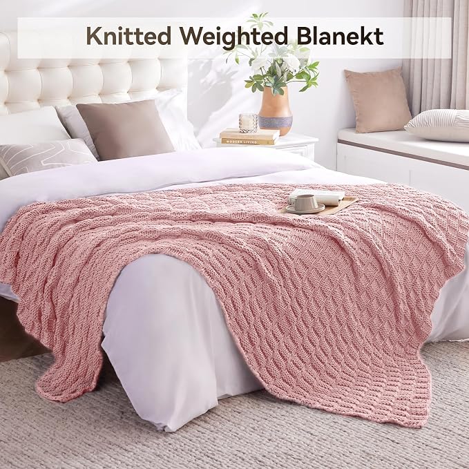 Knitted Weighted Blanket Adult, No Beads Heavy Blanket 70” x 90'' 20lbs - Image 6