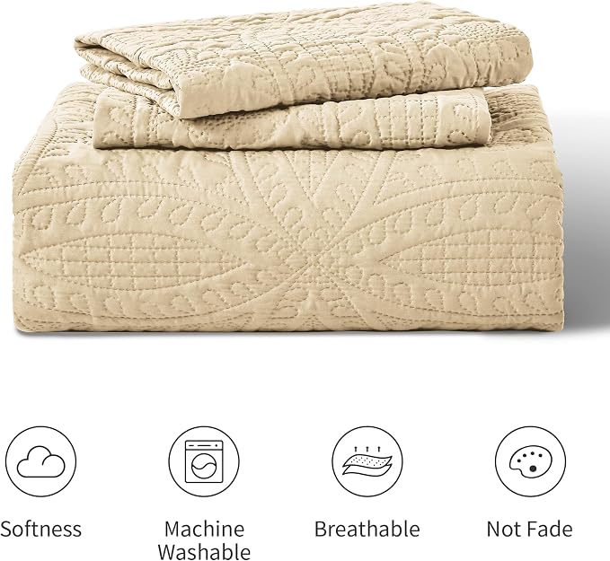 Love's cabin Quilts for Queen Bed Camel Bedspreads - Image 7