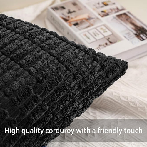 Aegero Pack of 2 Corduroy Decorative Throw Pillow Covers 12x24 Inch Soft - Image 2