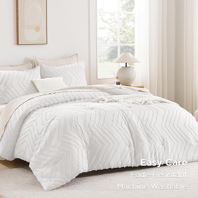 Andency White Oversized Super King Plus Comforter Set 128x120, Extra Large King - Image 3