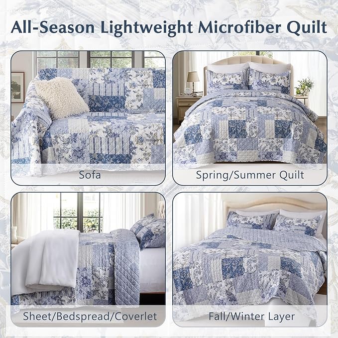 GOONE XL King Quilt Set 106"x96", Lightweight Spring & Summer Farmhouse - Image 4