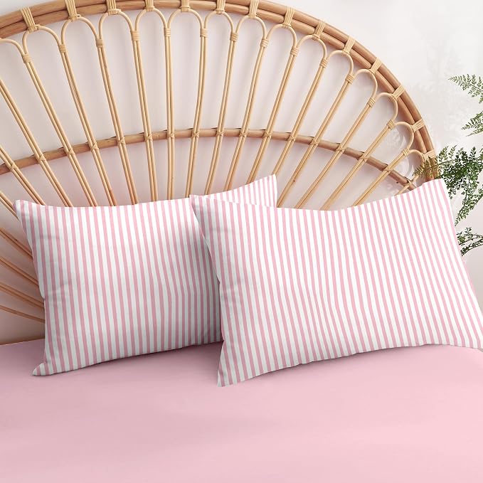Nayoroom Pink Striped Duvet Cover King Size White Stripe Duvet Cover Dorm - Image 6