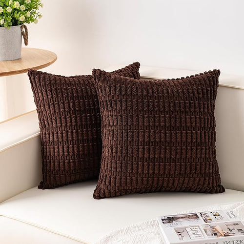 Aegero Pack of 2 Corduroy Decorative Throw Pillow Covers 18x18 InchSoft Boho by Unknown