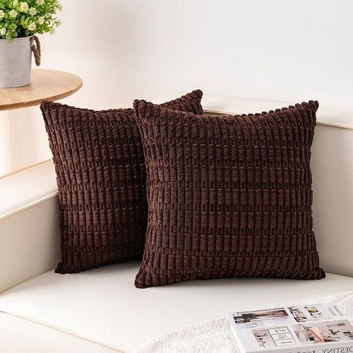 Aegero Pack of 2 Corduroy Decorative Throw Pillow Covers 22x22 Inch Soft by Unknown