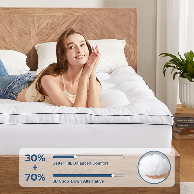 BEDLORE Twin XL Mattress Topper, Thick Pillow Top Pad - Image 2