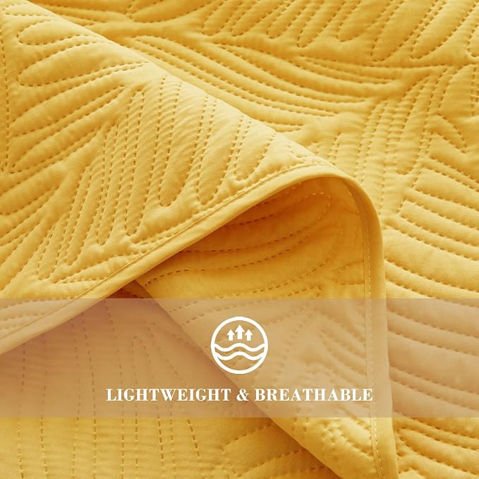 Exclusivo Mezcla King Size Quilt Bedding Set, Lightweight Yellow Quilts King - Image 5