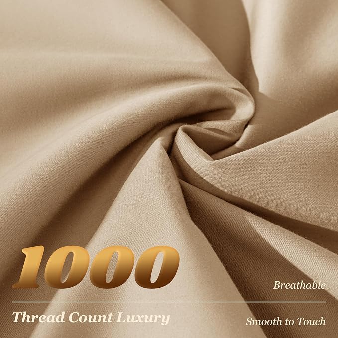 LBRO2M 1000 Thread Count 100% Egyptian Cotton Sheets Set King Size, 4 Piece - Image 3