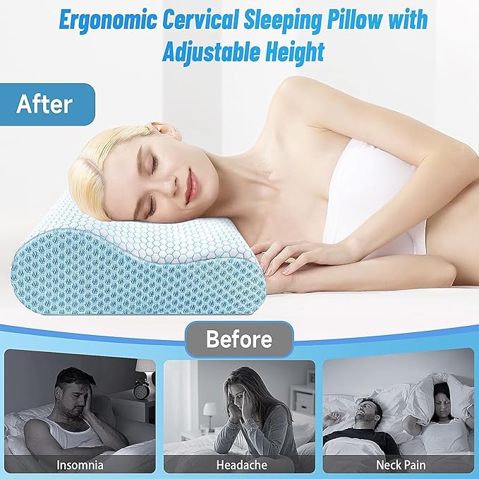 CloudBliss Memory Foam Pillow, Ergonomic Neck Contour Cervical Pillow - Image 6