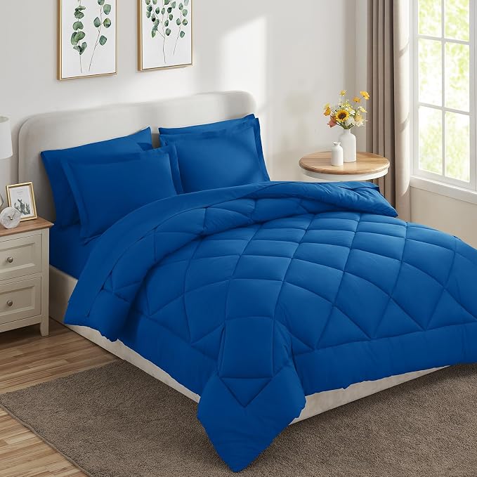 CozyLux King Size Comforter Set Classic Blue - Image 9