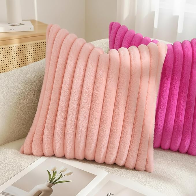 decorUhome Summer Cozy Faux Fur Throw Pillow Covers 12x20 Set of 2 Decorative - Image 9