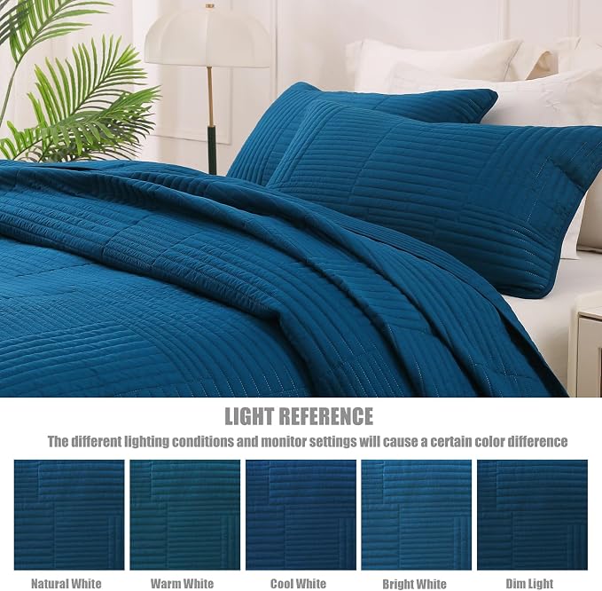 Whale Flotilla Ultra Soft Queen Quilt Bedding Set, Lightweight Microfiber Blue - Image 5