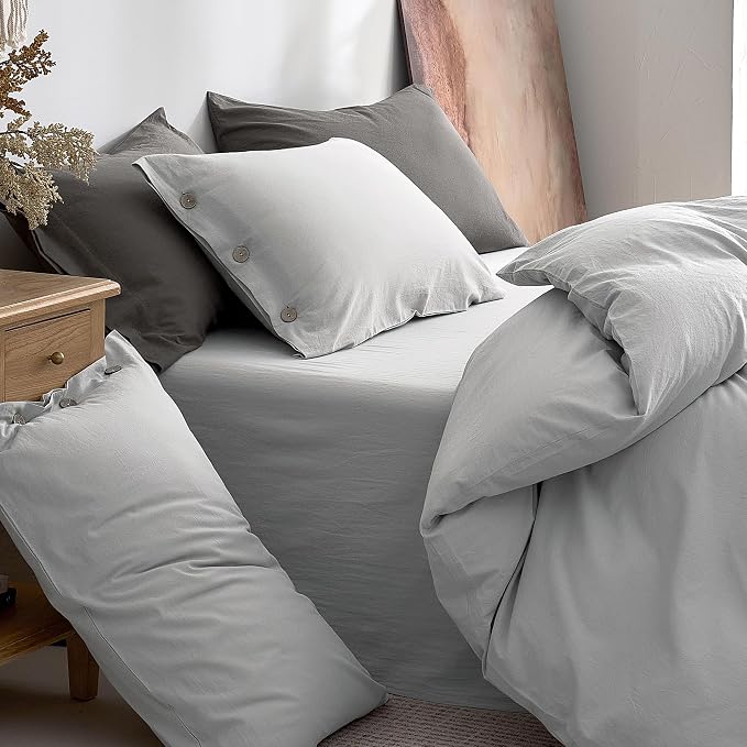 JELLYMONI 100% Washed Cotton Duvet Cover Twin – Soft, Breathable Linen-Look - Image 9