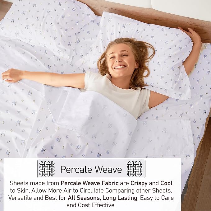 RUVANTI 100% Cotton Sheets – Queen Size Percale Bedding, Cooling & Breathable - Image 3