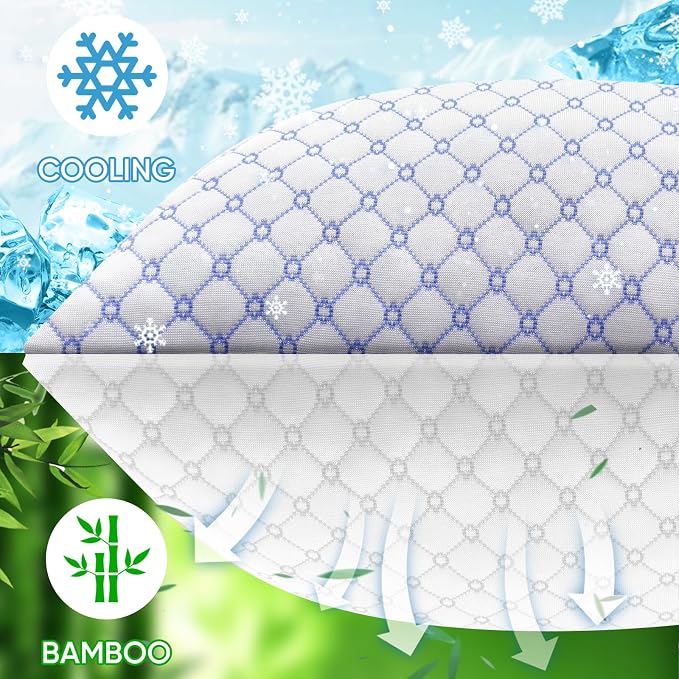 OAISZ Cooling Pillow King Size Set of 2, Shredded Memory Foam Bed Pillows - Image 2
