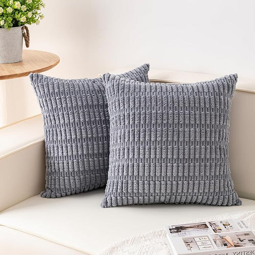 Aegero Pack of 2 Corduroy Decorative Throw Pillow Covers 16x16 Inch Soft by Unknown