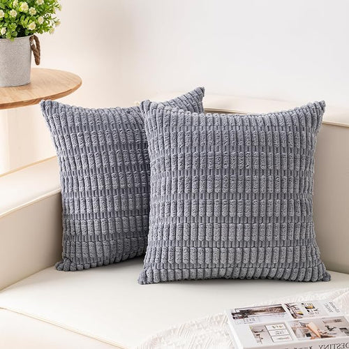 Aegero Pack of 2 Corduroy Decorative Throw Pillow Covers 22x22 Inch Soft by Unknown