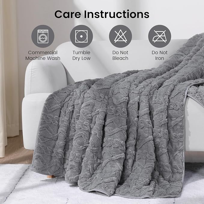 Weighted Blanket for Adults Twin Size 15 lbs, Dual Sided Soft Fuzzy Jacquard - Image 7