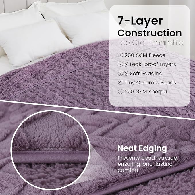 20lbs Weighted Blanket for Adults, Thick Fuzzy Jacquard Sherpa Weighted Blanket - Image 6