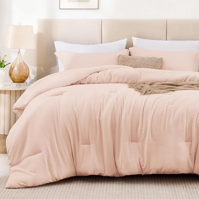 Love's cabin Pink Full Comforter Set, 3-Piece Prewashed Bed Set - Image 2