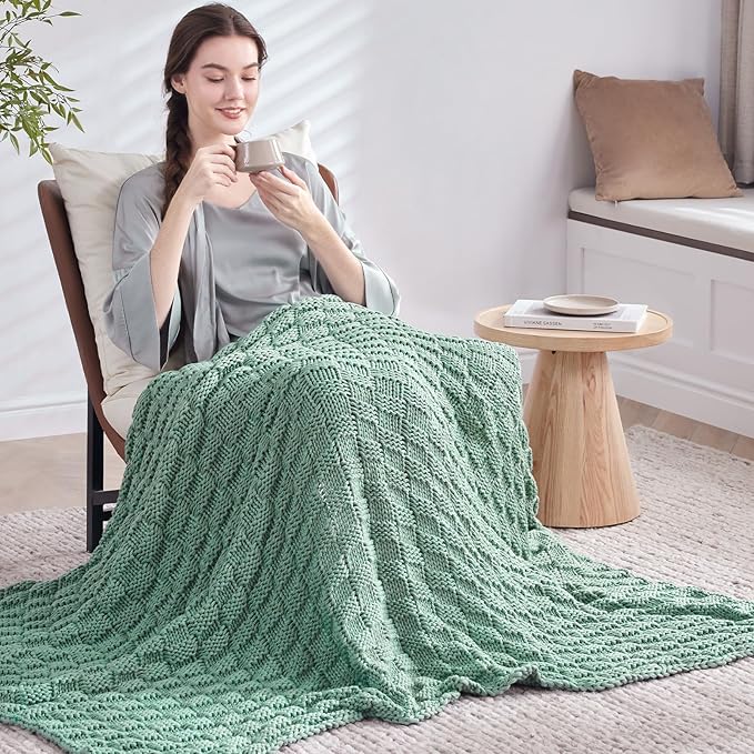 Knitted Weighted Blanket for Adult, No Beads Heavy Blanket 48” x 72'' 12lbs - Image 7