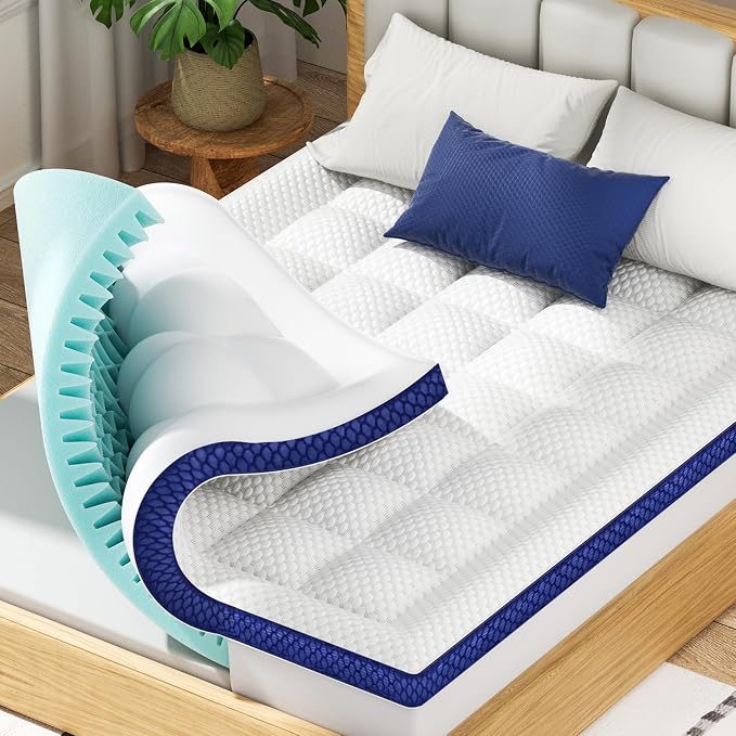 BEDELITE Queen Mattress Topper Dual Layer 4 Inch Memory Foam Mattress Topper by BEDELITE