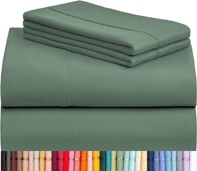 LuxClub 4 PC California King Sheet Set, Breathable Luxury Bed Sheets, Deep by LuxClub