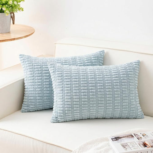 Aegero Pack of 2 Corduroy Decorative Throw Pillow Covers 12x20 Inch Soft by Unknown